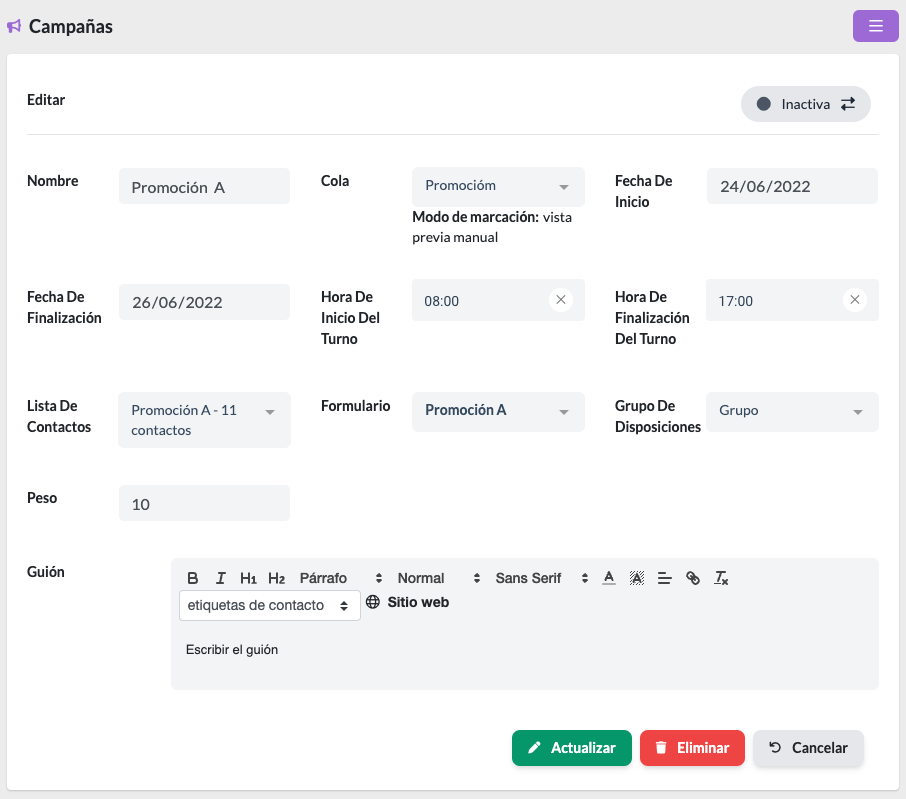 campaña dialer