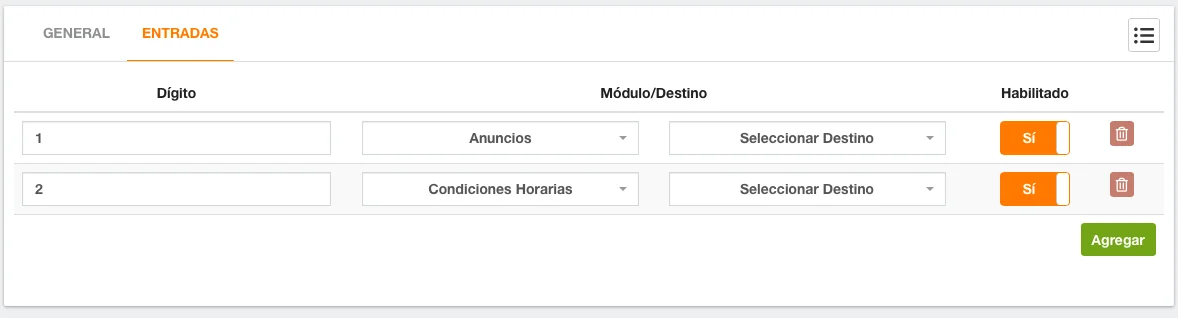 configuración de un IVR